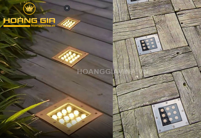Lắp đèn led âm đất hình vuông cho sàn gỗ